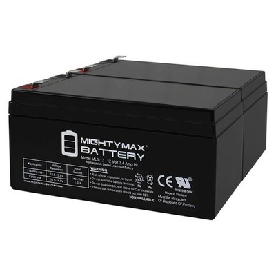 Mighty Max 2 Pack - 12V 3AH SLA Replacement Battery for MK ES3-12
