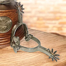 North and Judd Anchor Heart Button Nickel Plated Iron 10 Point Spurs with Straps
