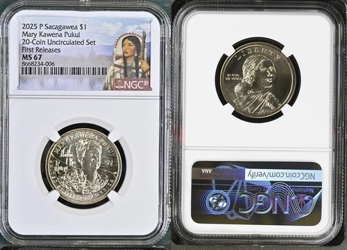 2025 P Mary Kawena Pukul Native Sacagawea $1 Dollar NGC MS 67 First Releases