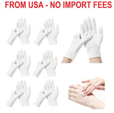12-Pack White Cotton Gloves, Night-Time Moisturizing, Soft, Unisex  Sleep Elast