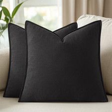 26x26 Inch Euro Sham Set of 2 Decorative Linen Solid Throw Pillow Covers Boho Ac