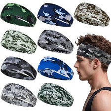 Sports Headband Pack of 9 - Wide Stretchy Sweatbands for Men, Running, Cyclin...