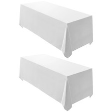 2 Pack White Rectangle Tablecloth 90 x 132-inch Rectangular Polyester Table C...