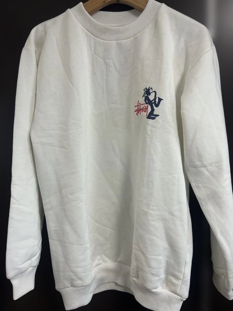 Stussy White Sweatshirt S saxophonist graphic casual unisex