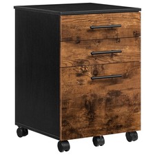 3-Drawer File Cabinet, Wooden Under Desk Filing Cabinet, fits A4/Letter Size ...