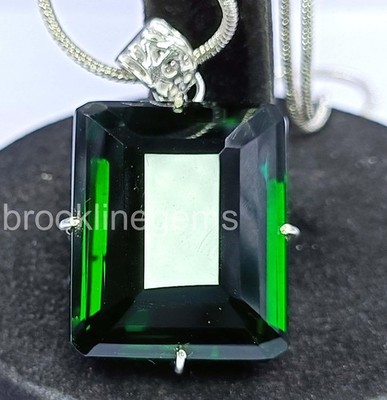 Expensive 98.70 Carat Emerald Pendant EGL Emerald Cut 925 Silver Chain 5ASW