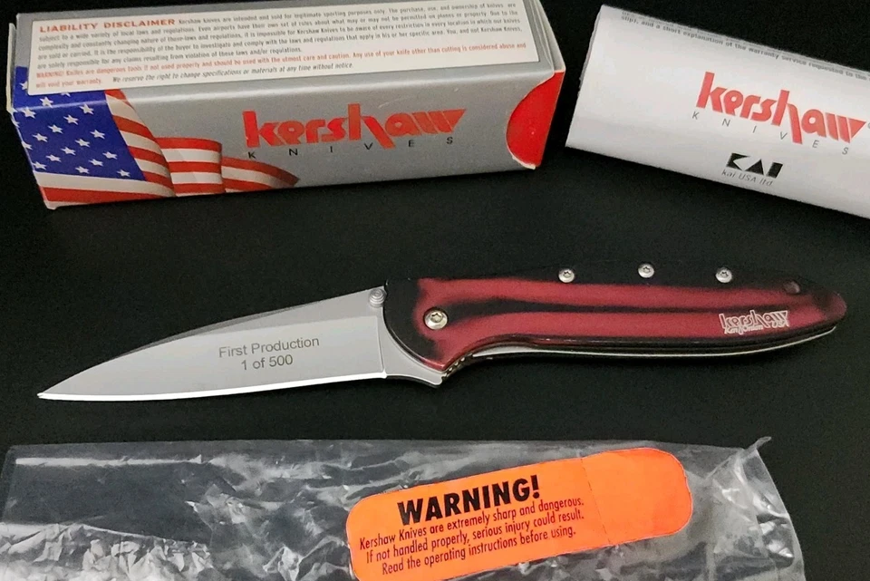 *RARO* Cuchillo asistido Kershaw Leek 2004 rojo y negro Ken Onion 1ª producción nuevo en stock Foto 3 de 4