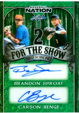 Brandon Sproat Carson Benge 2025 Baseball Nation 2 For The Show Green Auto /5