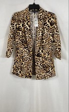 INC International Concepts Women's Caterina Cheetah Ruched Sleeve Blazer NWT PS
