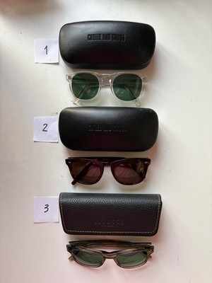 Three sunglasses: 1. Cutler & Gross Brown 2. Cutler & Gross Grey 3. Moscot