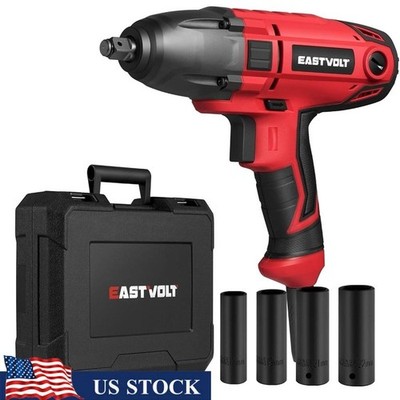 High Torque Electric Impact Wrench 1/2'' Anvil 450 ft-lbs W/ 4 Sockets 7.5 Amp US
