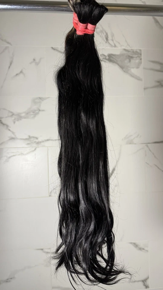 Cabello indio crudo de 34 pulgadas suelto profundo sin procesar sin trama cabello humano a granel Foto 2 de 2