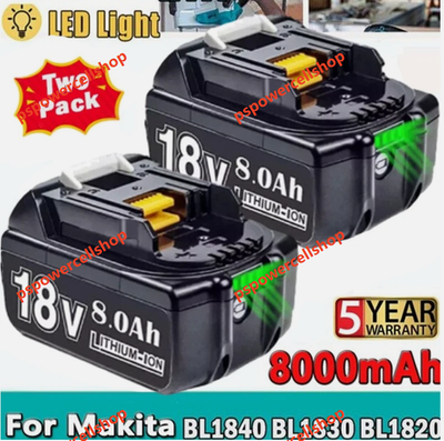 #ad 2 Pack For Makita 18V Battery 8.0AH Li Ion BL1830 BL1850 BL1840 BL1860B LXT Tool $35.99