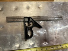 Vintage Union Tool Co, 12” Combination Square, “ORANGE, MASS, USA. CARP. SQ.”