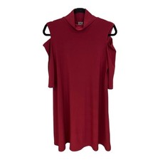 Clara SunWoo Mock Neck Cold Shoulder Dress Merlot NWT