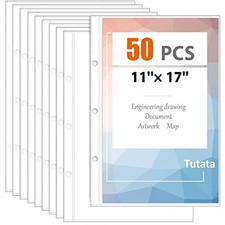 tutata Page Protectors 11x17, 50 Pack, Tabloid Size Sheet Protectors