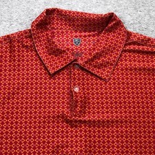 NIke Polo Shirt Men's Extra Large Red Geometric All Over Print Golf Lightweight