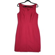 Talbots Silk Blend Shift Dress Women's 12 Hot Pink Textured Sleeveless Lined