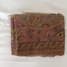 Authentic cashmere pashmina: pink, green, and gold paisley and floral design sca