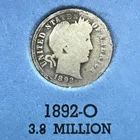 1892 O Barber Dime 3.8 Million Low Mintage