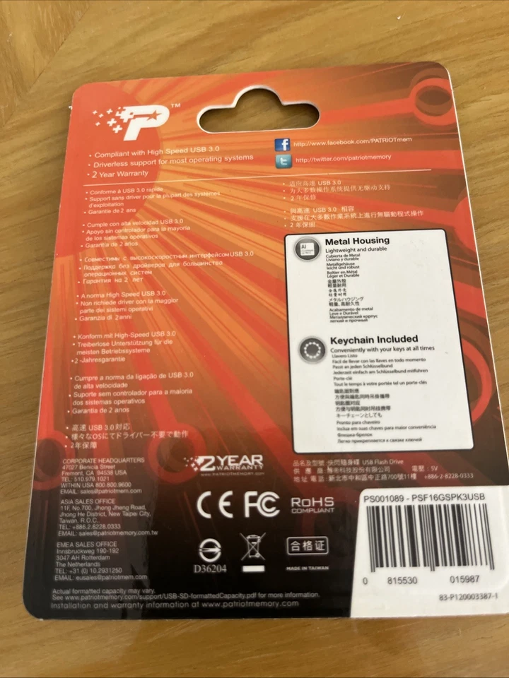 NEW Patriot SPARK 16GB USB 3.0 Flash Drive PSF32GSPK3USB - Compact - Metal - NIB - Image 4 of 4