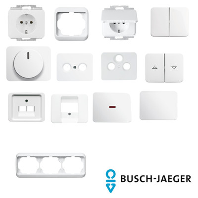 Busch-Jaeger Steckdose Serie Schalter Rahmen alpha nea IP20 studioweiß hochglanz
