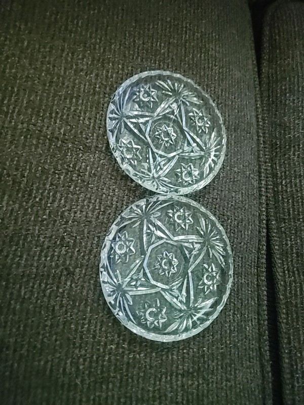 2 Vintage Anchor Hocking Clear Crystal Raised Cut “Star Of David” 4.5" Coasters