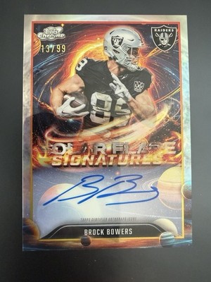 Topps 2025 Cosmic Chrome Brock Bowers Solar Flare Signatures Auto /99 Raiders
