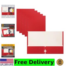 Two Pocket Portfolio Folders, 50-Pack, RED, Letter Size Paper Folders, 50 Pie...