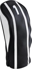 Majek Retro Leatherette Vintage Black Body White Striped Driver #1 Headcover