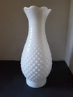 Vintage Hobnail MILK GLASS Hurricane Oil Shade WHITE 10" x 3" LAMP CHIMNEY