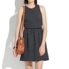 Madewell pierside zipback striped dress w/pockets size XXS