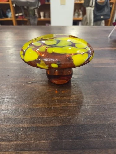 Blenko 1970s Vintage Amber Glass Mushroon