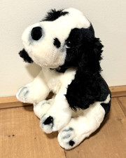 Russ Cocker Spaniel Plush Puppy Dog 12" Black White w/ Collar EUC