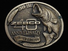 PG09131 VINTAGE 1989  ZEBCO 40TH ANNIVERSARY  FISHING PRODUCTS BELT BUCKLE
