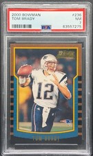 2000 BOWMAN TOM BRADY #236 ROOKIE CARD RC NEW ENGLAND PATRIOTS - GRADED PSA 7 NM. rookie card picture