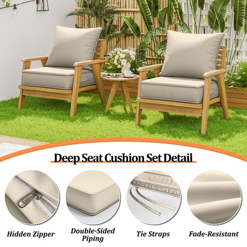 Pakunoda Outdoor Deep Seat Cushion Set, Waterproof, Fade Resistant, Navy Blue, - Picture 6 of 6