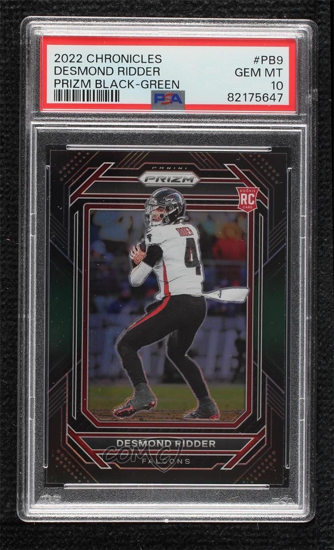 2022 Chronicles Prizm Black Green 1/49 Desmond Ridder PSA 10 Rookie RC 14do