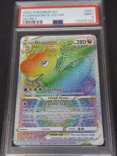 2022 Pokemon GO Dragonite VSTAR Rainbow Secret Rare 081/078 PSA 9 Mint 💎