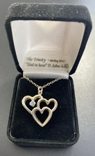Sterling Silver The Trinity God Is Love Religious Theme Three Heart Necklace