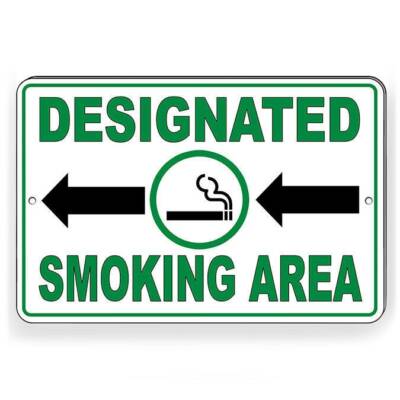 Designated smoking area arrows left Sign / Decal  spp004 / Magnetic Sign