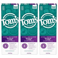 Tom's of Maine Wintermint Natural Fluoride Toothpaste 3 Pack 4 Ounce Tubes