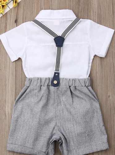Baby Boy Elegant Outfit Bow Tie Set Gentleman Suit - Picture 4 of 4