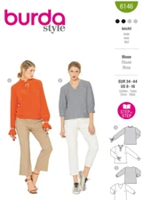 Burda 6146 Misses Blouse Sewing Pattern Sizes 8-18  (2 Styles) New!