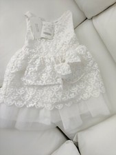 Janie  Jack Special Occasion White Floral Organza Dress Headband 18 - 24 months