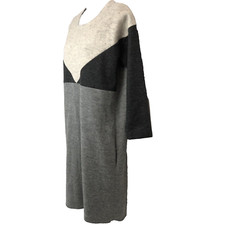 Madewell Wool Blend Lined Sweater Dress Small Gray Geo Tilt Shift Color Block