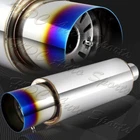 N1 Style 4" Burnt Tip Stainless Weld On Exhaust Muffler 2.5" Inlet Universal