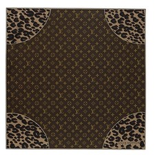 Louis Vuitton Monogram Animal Print Brown Black Square Silk Scarf