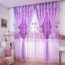 1 Piece Blackout Princess Curtain Double Layer for Living Room Floral Tulle