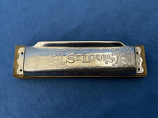 Vintage ST. LOUIS Harmonica by KAY - chrome, 10 hole, brass reeds, Made in Korea